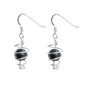 Boucles d'Oreilles Pierre Boule en Hmatite Spirale Argent 925