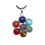 7 Chakras Pendentif Fleur Montage Argenté