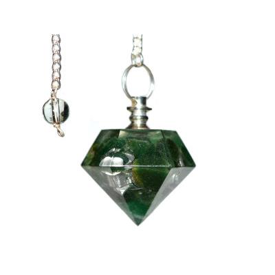 Orgonite Pendule Diamant et Cristaux d'Aventurine Verte