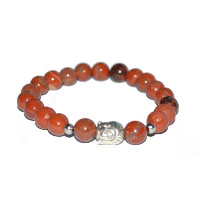 Bracelet en Pierres Boules de Jaspe Rouge 8 mm et Bouddha