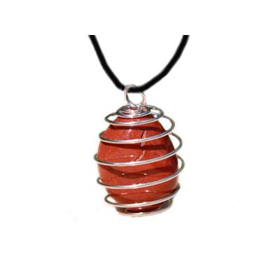 Jaspe Rouge Pendentif Cage Pierre Roulée