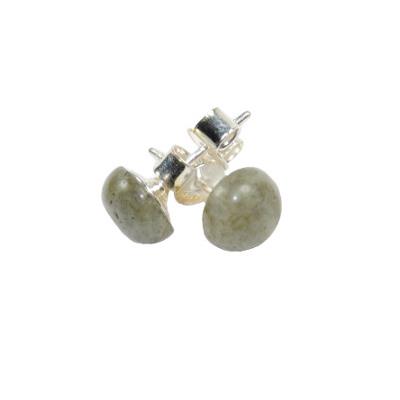 Labradorite Puces d'Oreilles Cabochons Ronds 8 mm et Argent 925