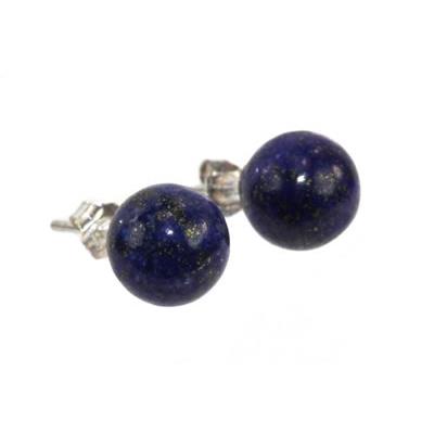 Lapis Lazuli Puces d'Oreilles Rondes 6 mm et Argent 925