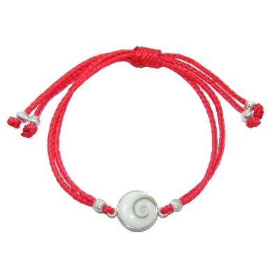 Bracelet Oeil de sainte Lucie Rond et Argent 925 Cordon Rouge