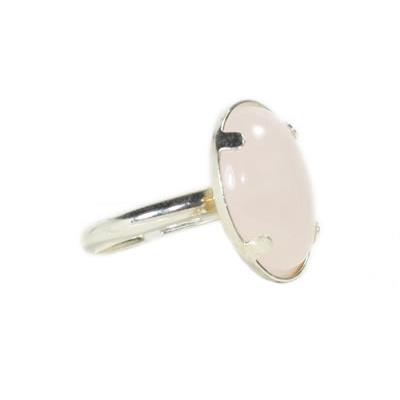 Bague Cabochon Ovale en Quartz Rose 18x13 mm