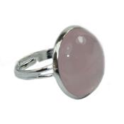 Bague Cabochon Pierre Ronde en Quartz Rose 18 mm