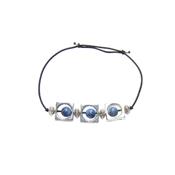 Bracelet Cration en Pierres Boules de Sodalite (6 mm) Intercalaire Carr Montage Elastique