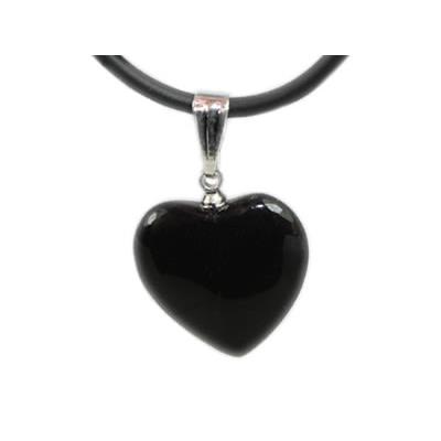 Pendentif Coeur en Agate Noire ou onyx 1,8 cm