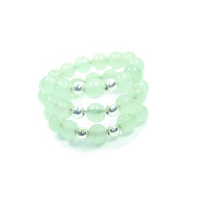 Bague Spirale Pierres Boules d'Aventurine Verte (4 mm) Perles Argent 925