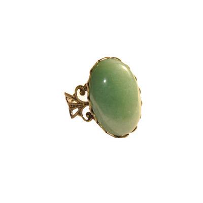 Bague Style Baroque en Aventurine Verte Cabochon Ovale 25x18 mm