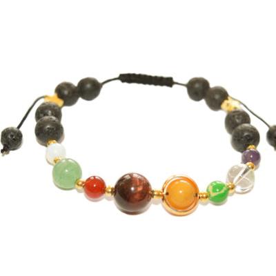 Bracelet Shamballa en Pierre de Lave et Perles Multicolore