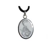 Howlite Blanche Pendentif Cabochon Pierre Ovale 18X13 mm et argent 925