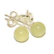 Jade de Chine Puces d'Oreilles Rondes 6 mm et Argent 925