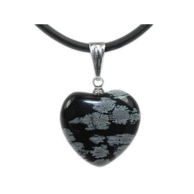 Pendentif Coeur en Obsidienne Neige 1,8 cm