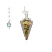 Orgonite Pendule Cône Facetté et Cristaux d'Unakite