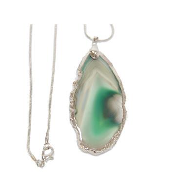 Pendentif Tranche d'Agate Pierre Verte