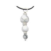 Pendentif Pierres Boules en Howlite Blanche Perles Argent 925