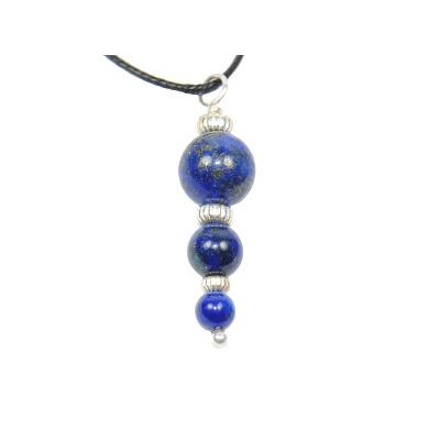 Pendentif Pierre Boule en Lapis Lazuli Perles Argent 925