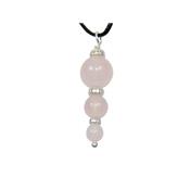 Pendentif Pierres Boules en Quartz Rose Perles Argent 925