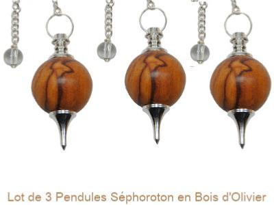 Pendule Séphoroton en Bois d'Olivier Lot de 3