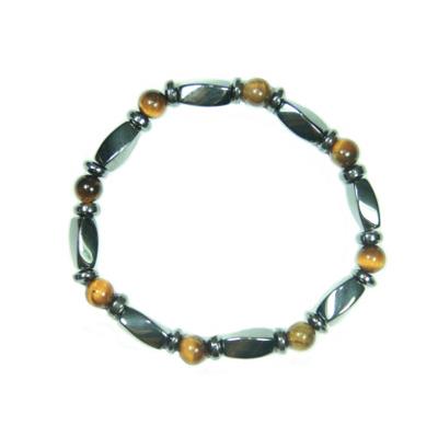 Bracelet Hématite et Pierres Boules d'Oeil de Tigre (6 mm)