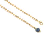 Chaîne à Billes Pour Pendule en Acier inoxydable Dorée et Perle en Lapis Lazuli de 8mm