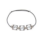 Bracelet Cration en Pierres Boules de Cristal de Roche (6 mm) Intercalaire Carr Montage Elastique
