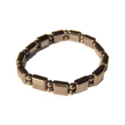 Bracelet Hématite Magnétique Plaquettes Carrées et Boules