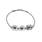 Bracelet Cration en Pierres Boules d'Hmatite (6 mm) Intercalaire Carr Montage Elastique