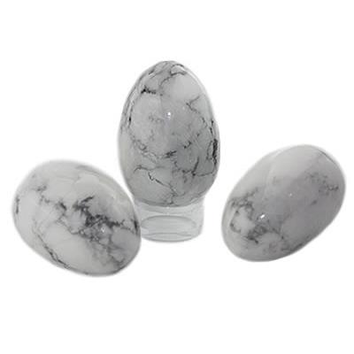 Howlite Blanche Oeuf en Pierre 5 cm avec Socle