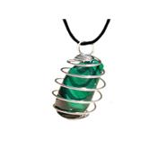 Malachite Pendentif Cage Pierre Roulée