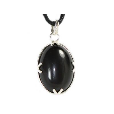 Obsidienne Oeil Céleste Pendentif Cabochon Pierre Ovale 18X13 mm et argent 925