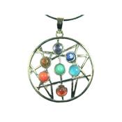 7 Chakras Pendentif Graine de Vie Montage Argenté