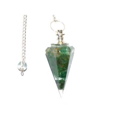 Orgonite Pendule Cône Facetté et Cristaux d'Aventurine verte