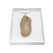 Pendentif Tranche d'Agate Pierre Jaune