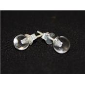 Cristal de Roche Puces d'Oreilles Rondes 6 mm et Argent 925