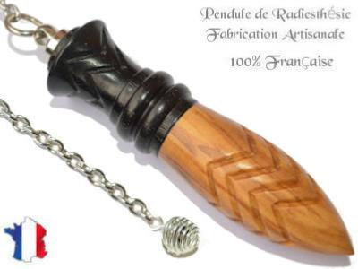 Pendule de Thot Plombé en Bois d'Olivier et Bois d'Ebène Pièce Unique N°THOOLEBPL-7