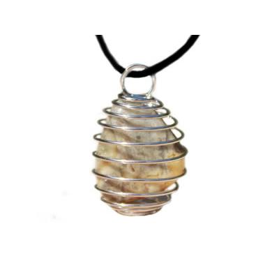 Agate Crazy Lace pendentif Cage Pierre Roulée