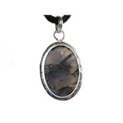 Agate Mousse Pendentif Cabochon Pierre Ovale 18X13 mm et argent 925