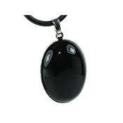 Agate Noire Pendentif Cabochon Ovale 25x18 mm