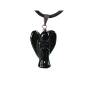 Agate Noire Pendentif Ange en Pierre (2 cm)