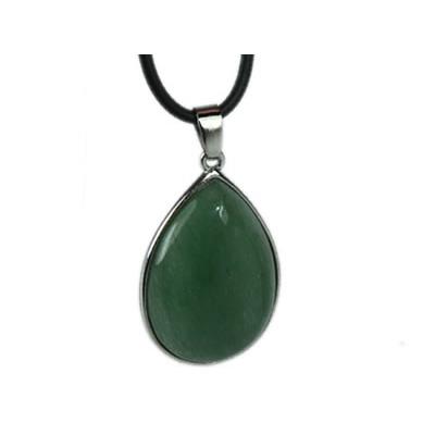 Pendentif Goutte Pierre en Aventurine Verte Cerclé