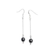 Boucles d'Oreilles Pierre Boule en Hématite (8 mm) Monture Chainette Argent 925