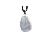 Pendentif Pierre Roulée d'Howlite Blanche Bélière Argentée