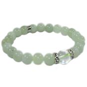 Bracelet en Pierres Boules 8 mm de Jade de Chine et Coeur 12 mm