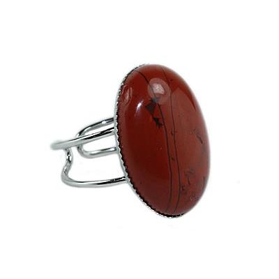 Bague en Jaspe Rouge Cabochon Ovale 25x18 mm