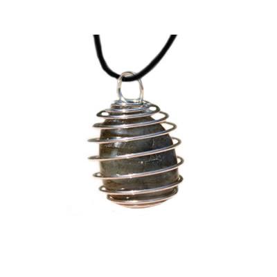 Labradorite Pendentif Cage Pierre Roulées