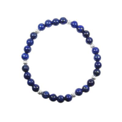 Bracelet en Pierres Boules de Lapis Lazuli (6 mm) Perles Argent 925