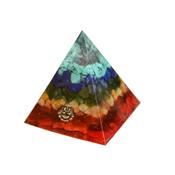 Pyramide 7 Chakras Orgonite base de 5 cm avec Pointe d'Améthyste et Bouddha