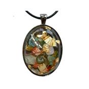 Orgonite Pendentif Cabochon Ovale 40x30 mm Mélange de Cristaux et Feuilles d'Or Pièce Unique N°4030ORGmult-1